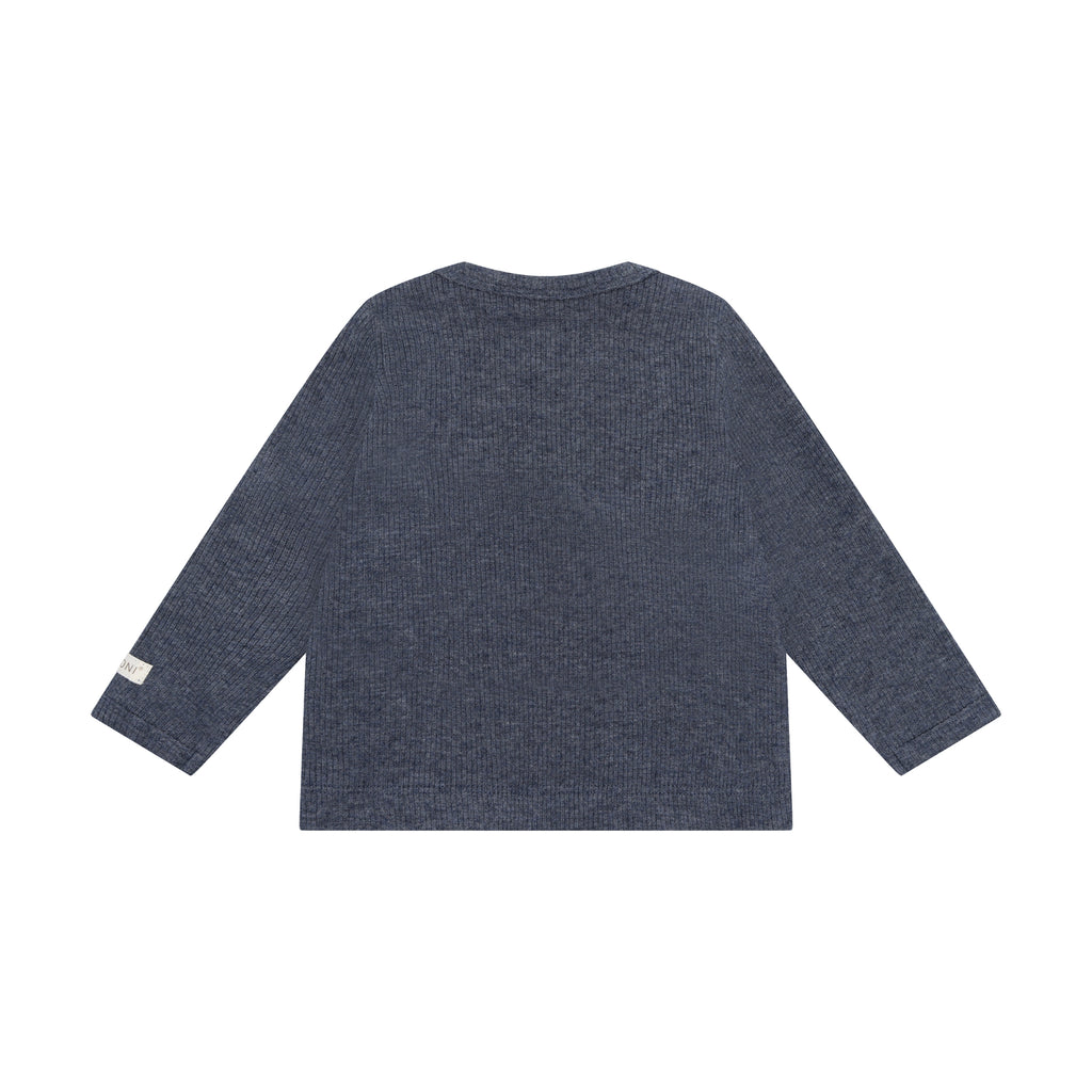 Fixoni T-shirt LS Melange Rib 7929 Vintage Indigo Melange
