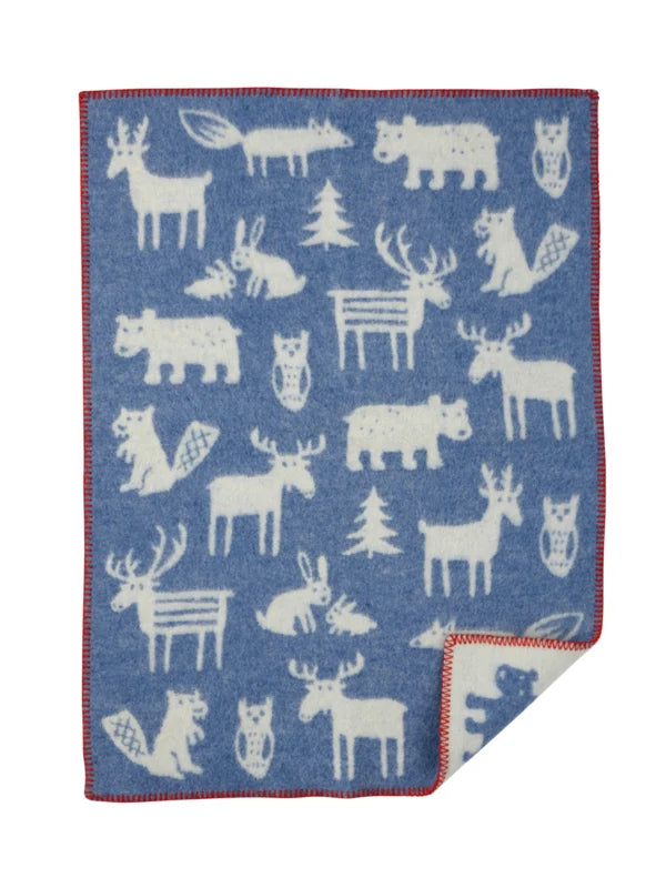 Klippan wollen wiegdeken forest blue