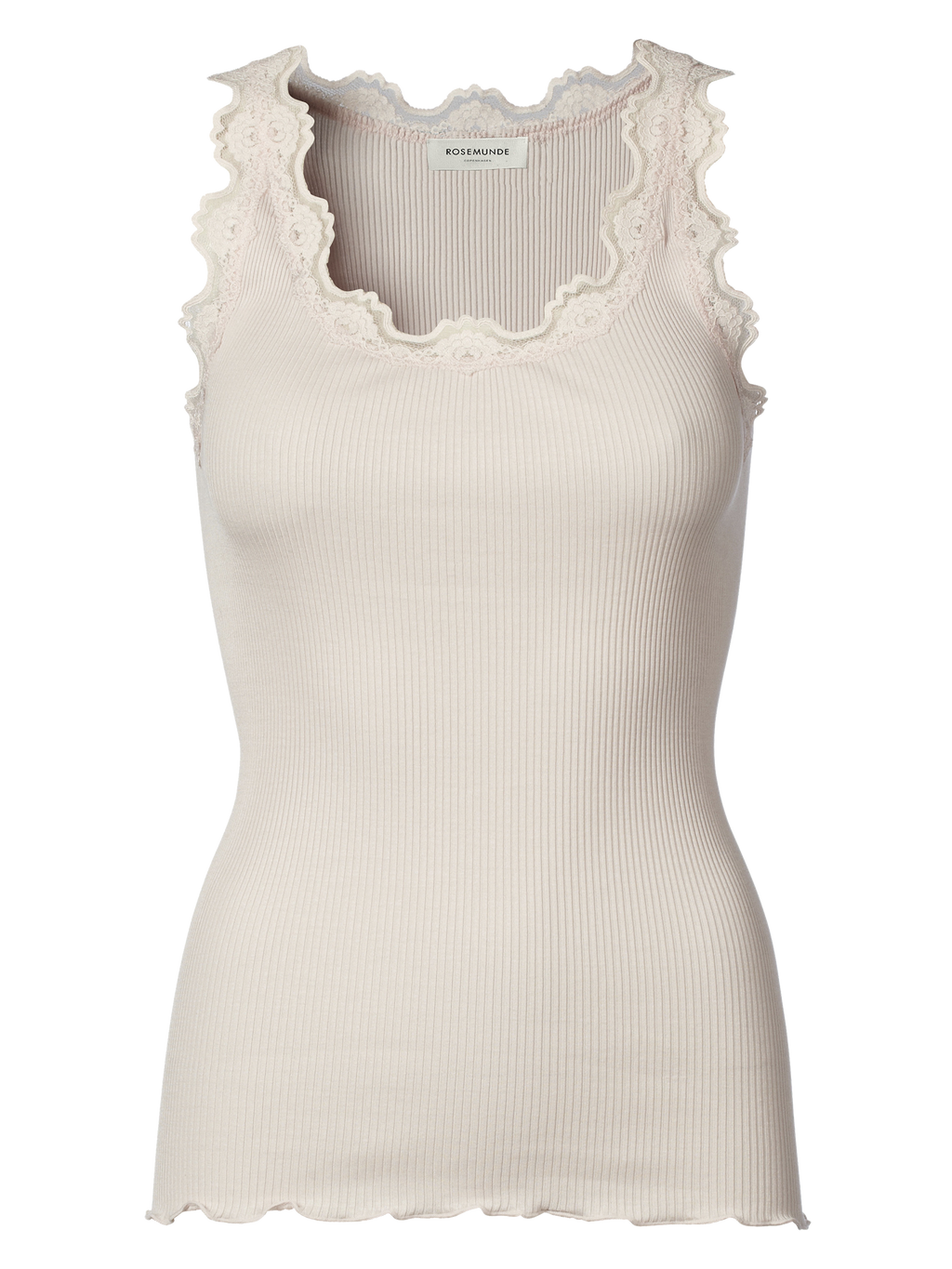 Rosemunde RWBabette Silk SL U-neck Long Lace Top 337 soft rose