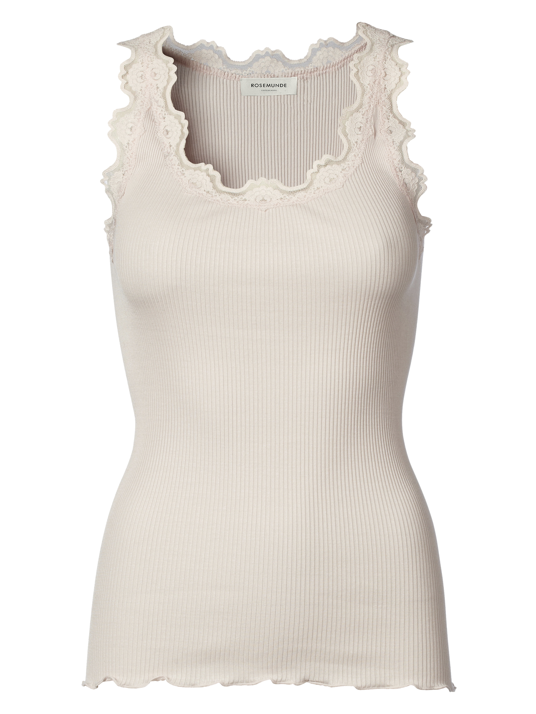 Rosemunde RWBabette Silk SL U-neck Long Lace Top 337 soft rose