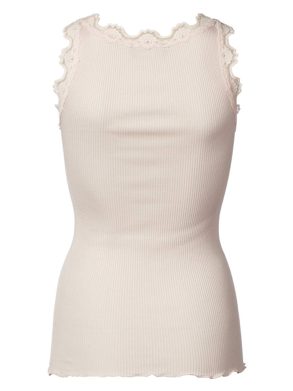 Rosemunde RWBabette Silk SL U-neck Long Lace Top 337 soft rose