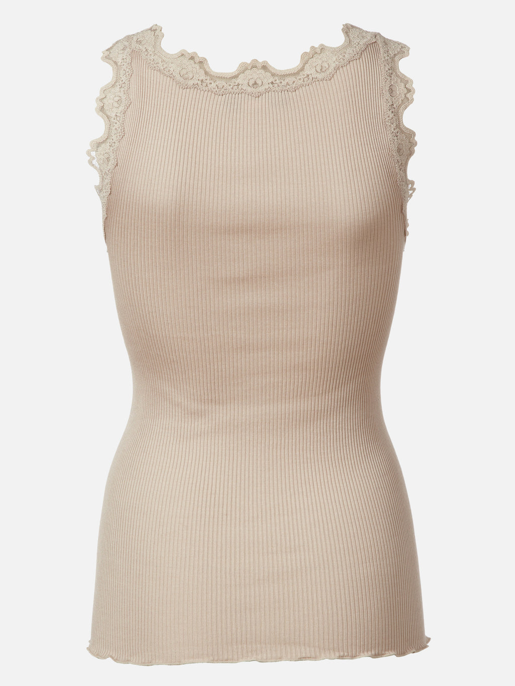 Rosemunde RWBabette Silk SL U-neck Long Lace Top 826 cacao