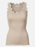 Rosemunde RWBabette Silk SL U-neck Long Lace Top 826 cacao