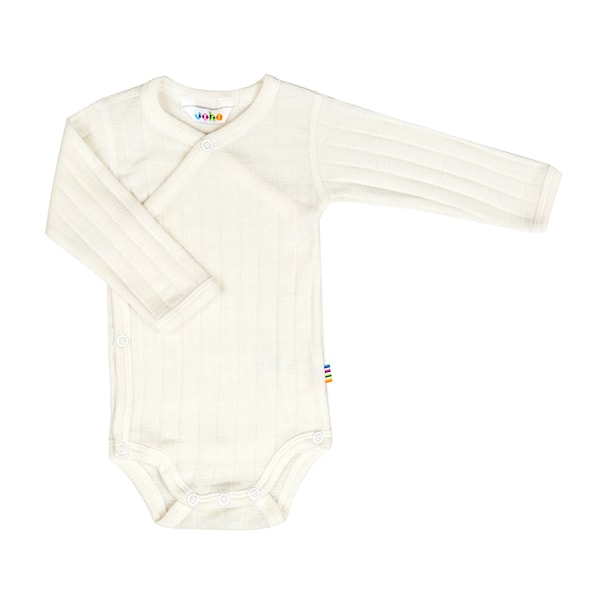 Joha merino wol en zijde wikkel romper off white