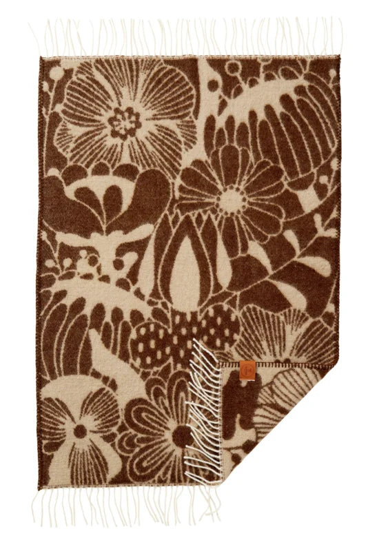 Klippan eco-wol wiegdeken Blomranka brown