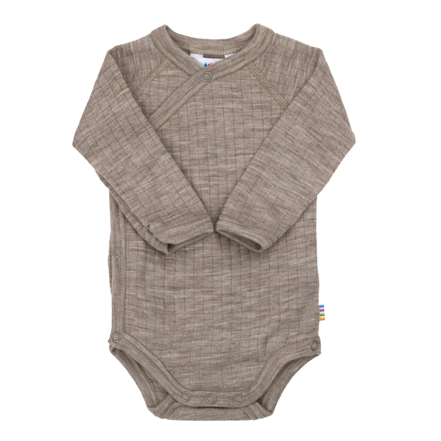 Joha merino wollen wrap around romper sesame melange