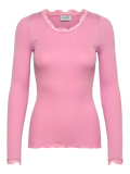 Rosemunde RWBabette Silk LS Lace T-shirt 045 sea pink