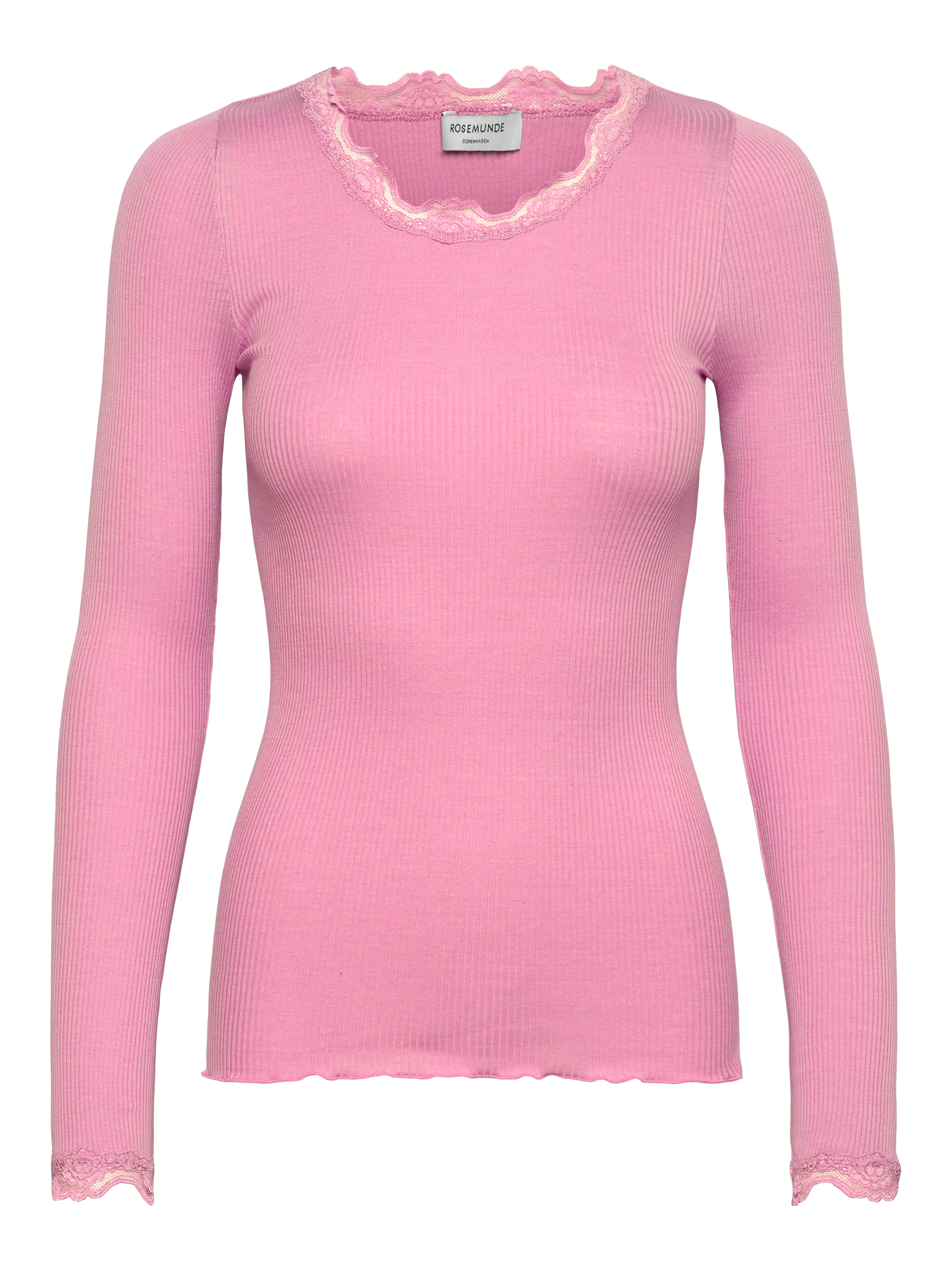 Rosemunde RWBabette Silk LS Lace T-shirt 045 sea pink