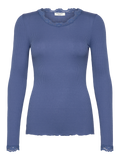 Rosemunde RWBabette Silk LS Lace T-shirt 054 dutch blue