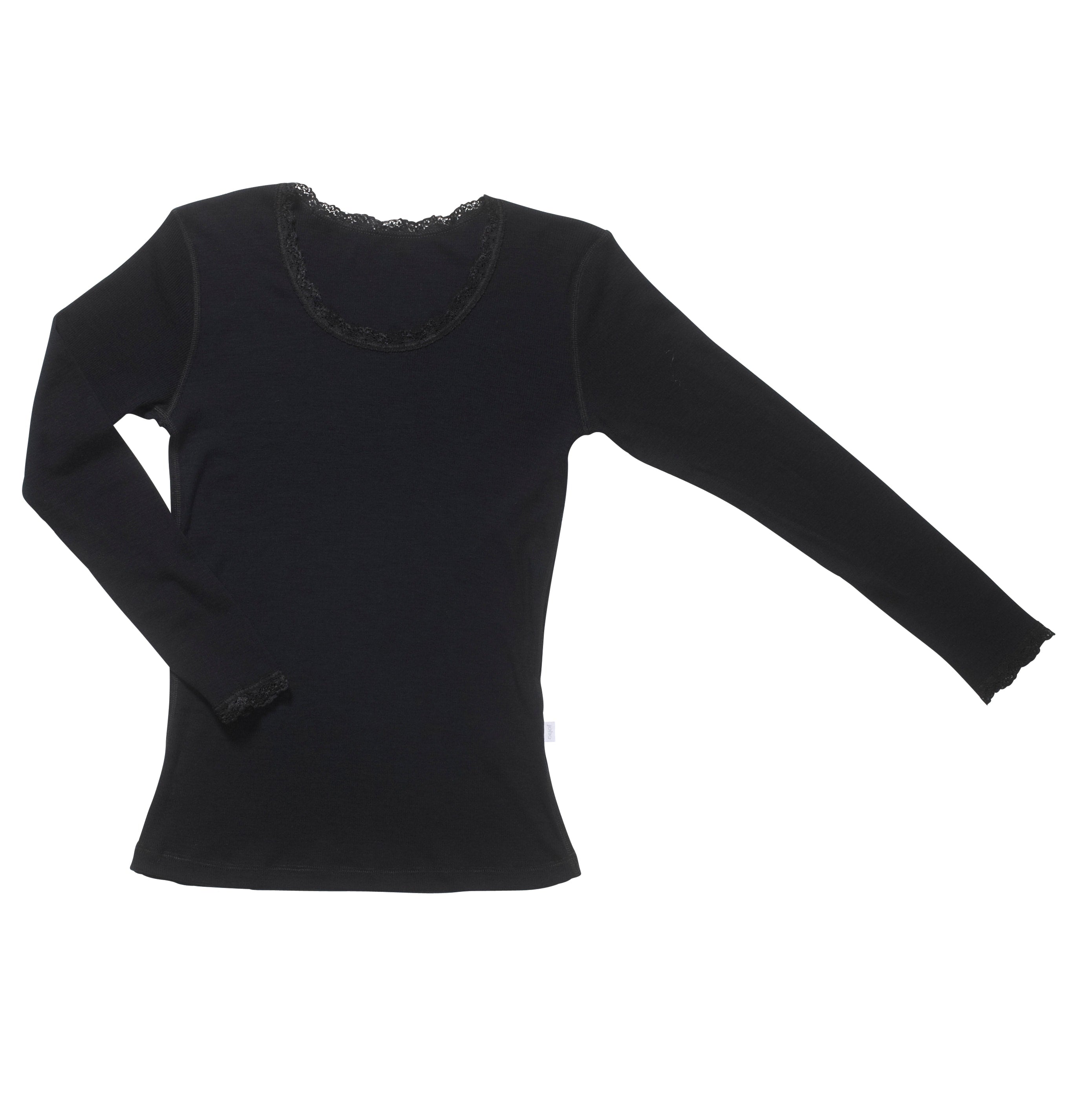 Joha merino wollen longsleeve met kant zwart