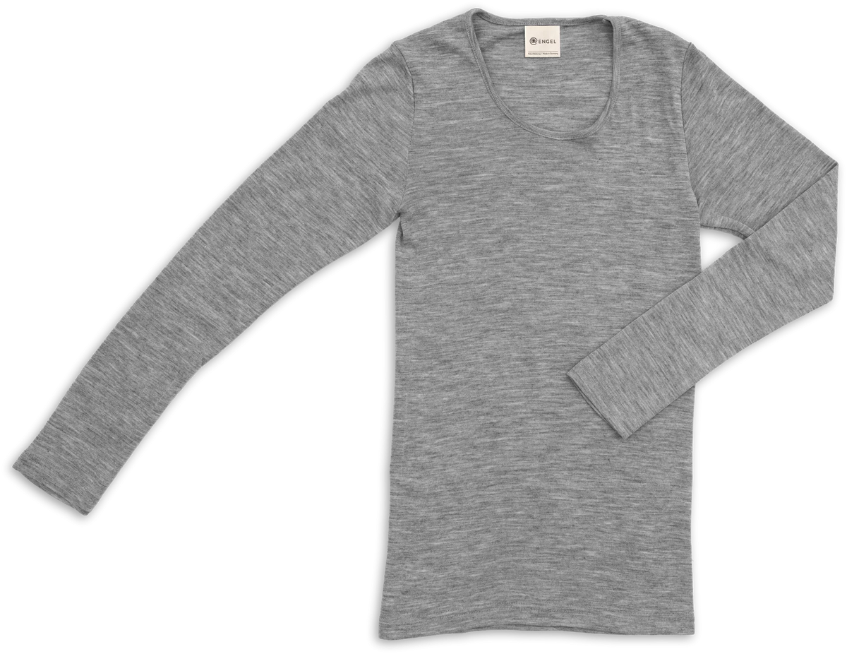 Engel wol zijde longsleeve light grey melange