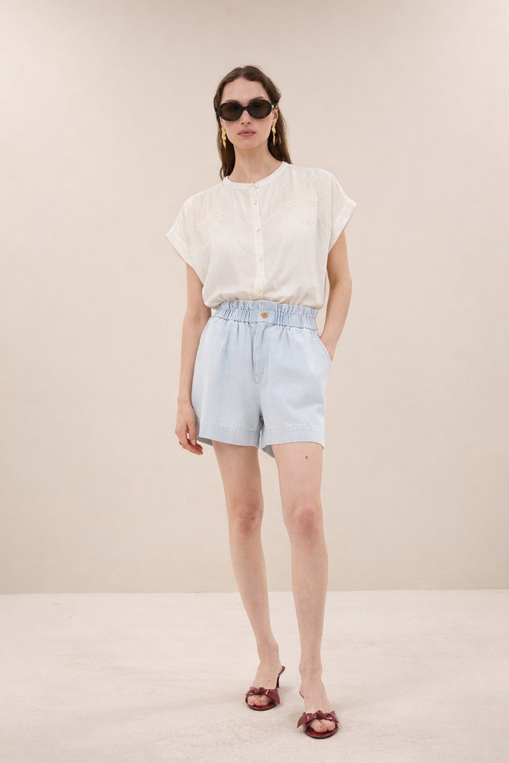 By Bar leon bleached denim short