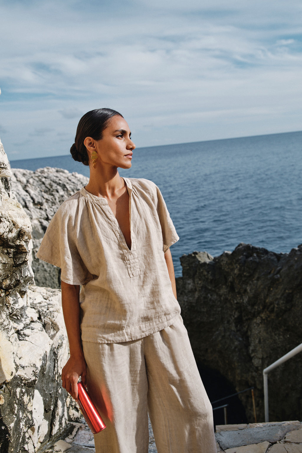By Bar vina linen blouse biscuit