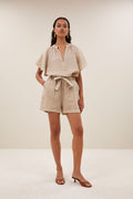 By Bar june linen shorts biscuit