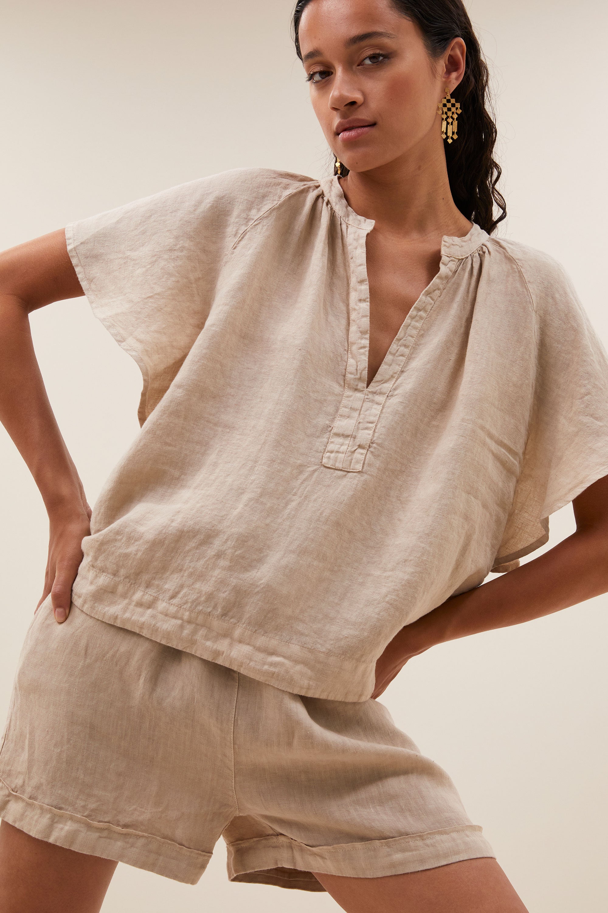 By Bar vina linen blouse biscuit