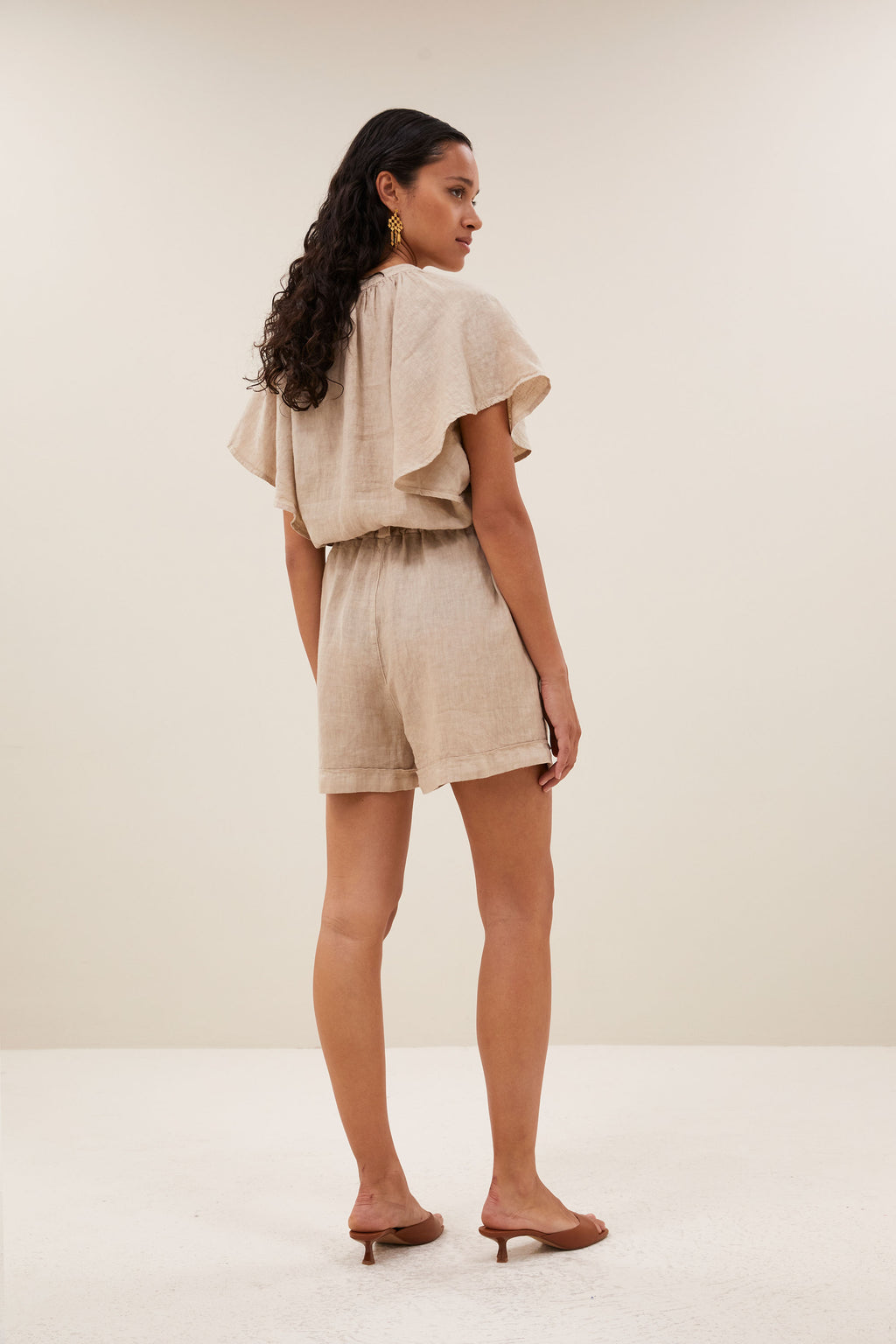 By Bar june linen shorts biscuit