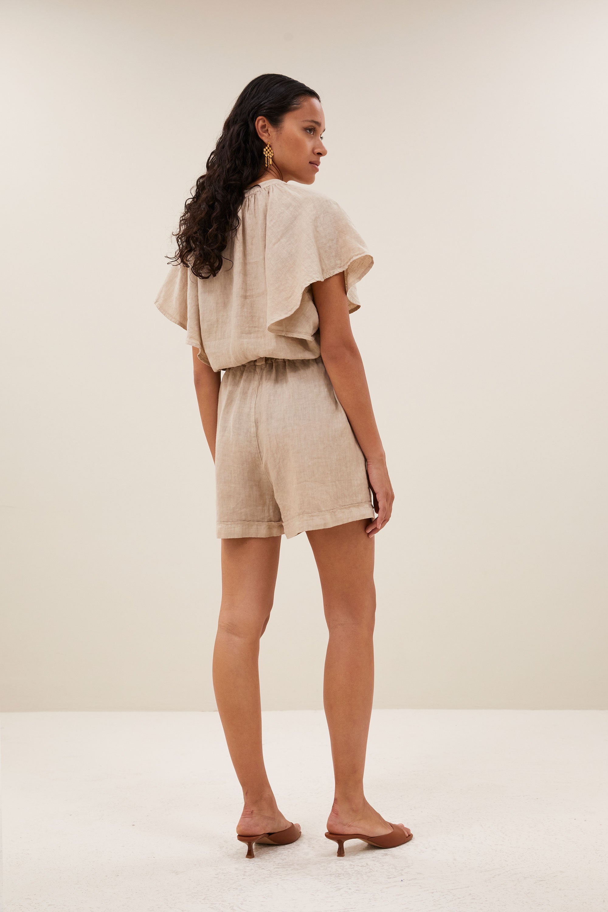 By Bar june linen shorts biscuit