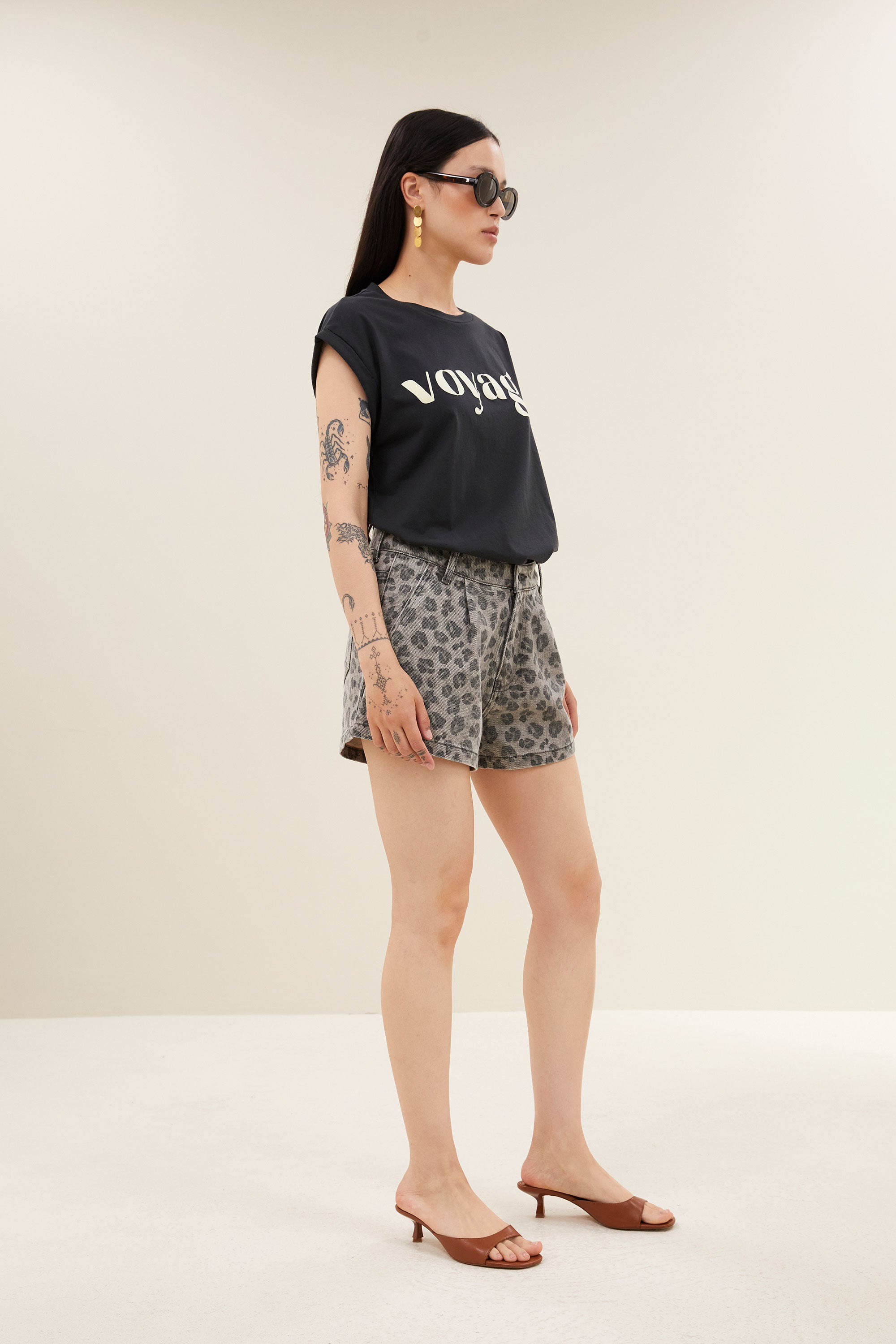 By Bar june grey cheetah shorts | grey cheetah