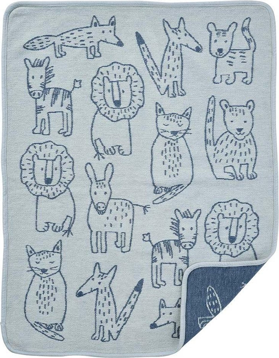 Klippan katoenen wiegdeken Buddies blue chenille