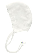 Joha wol zijde baby mutsje met kant wit