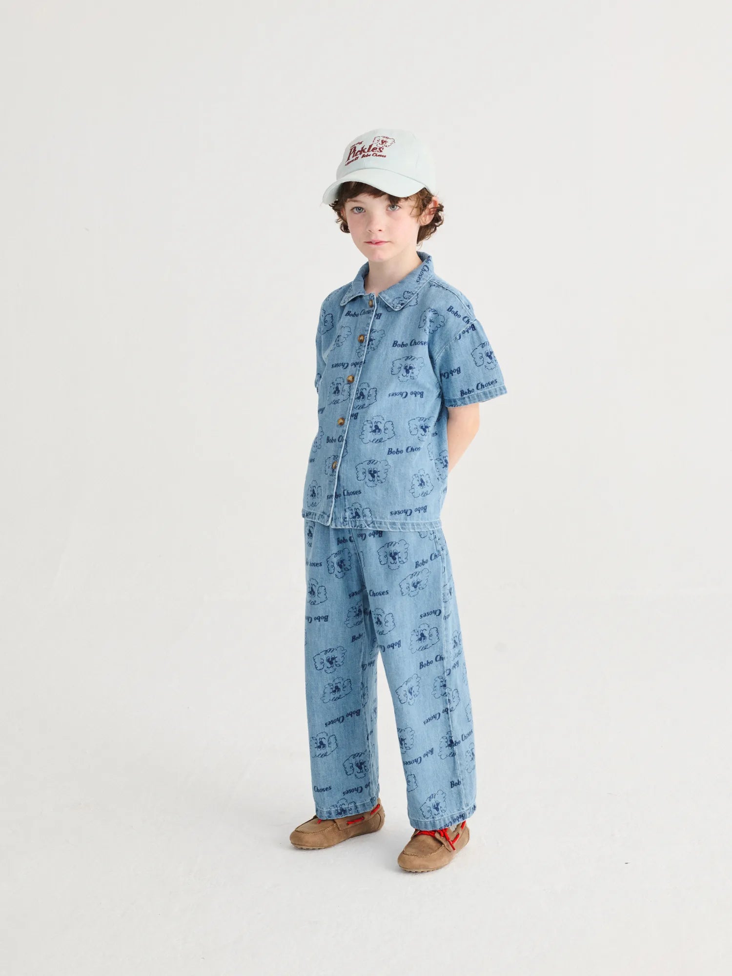 Bobo Choses Pickles The Dog all over light denim pants