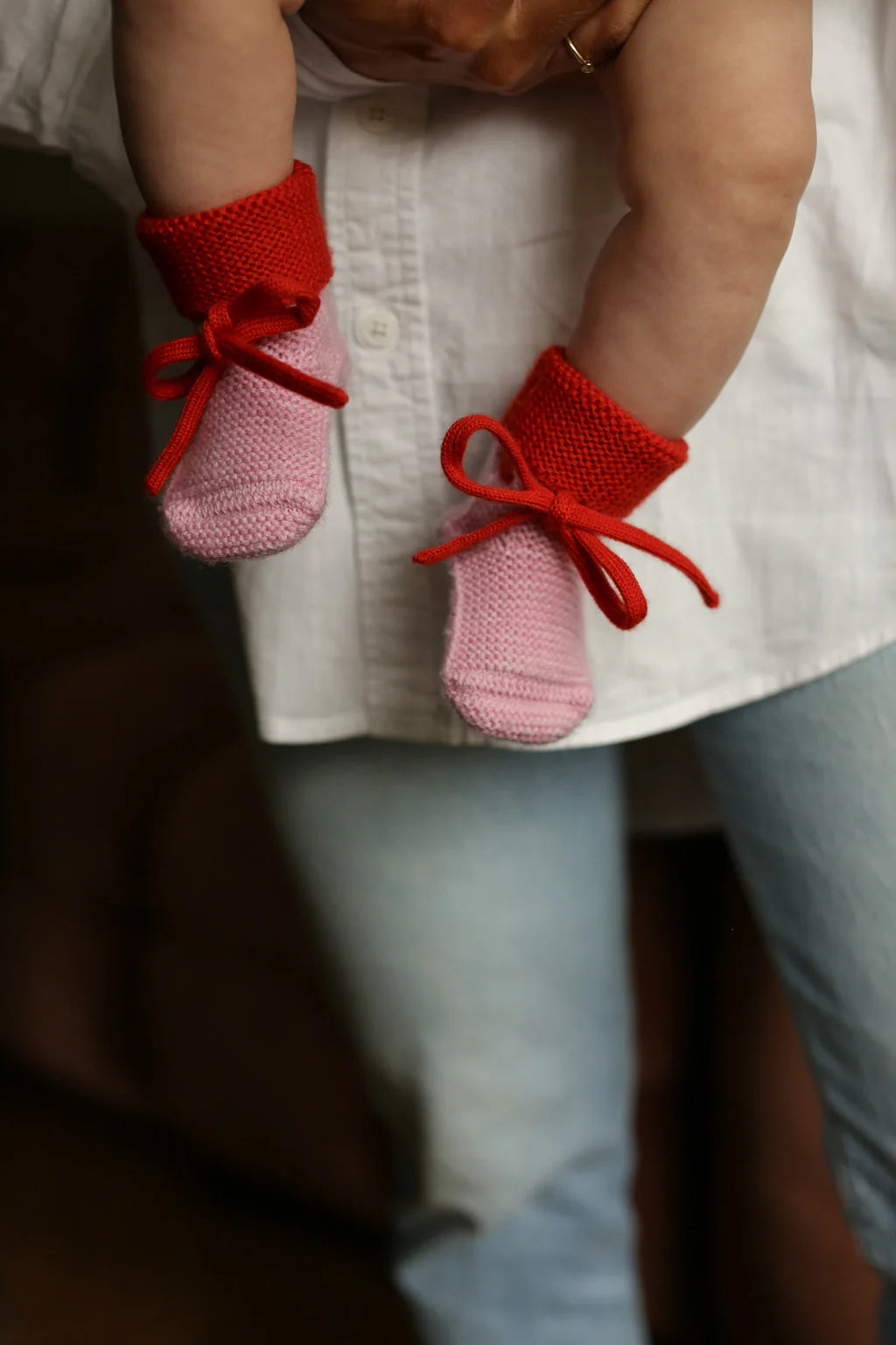 Hvid booties candy / red