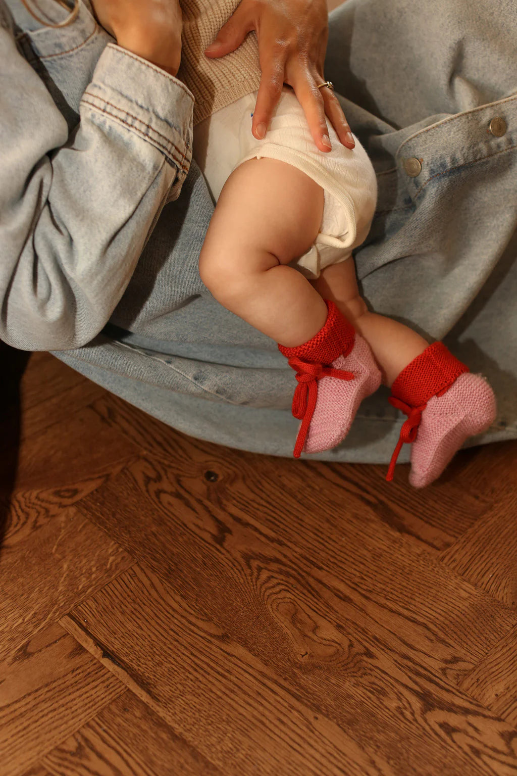 Hvid booties candy / red