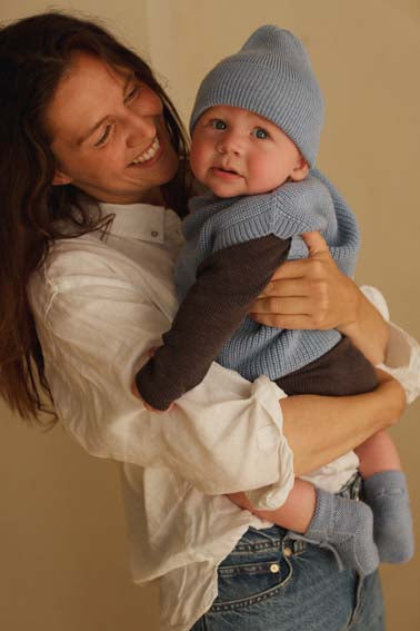 Hvid Beanie Fonzie NEWBORN Light Blue