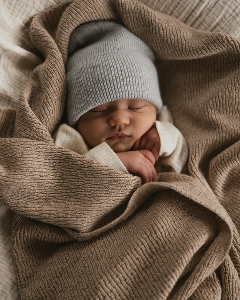 Hvid Beanie Fonzie NEWBORN Grey Melange