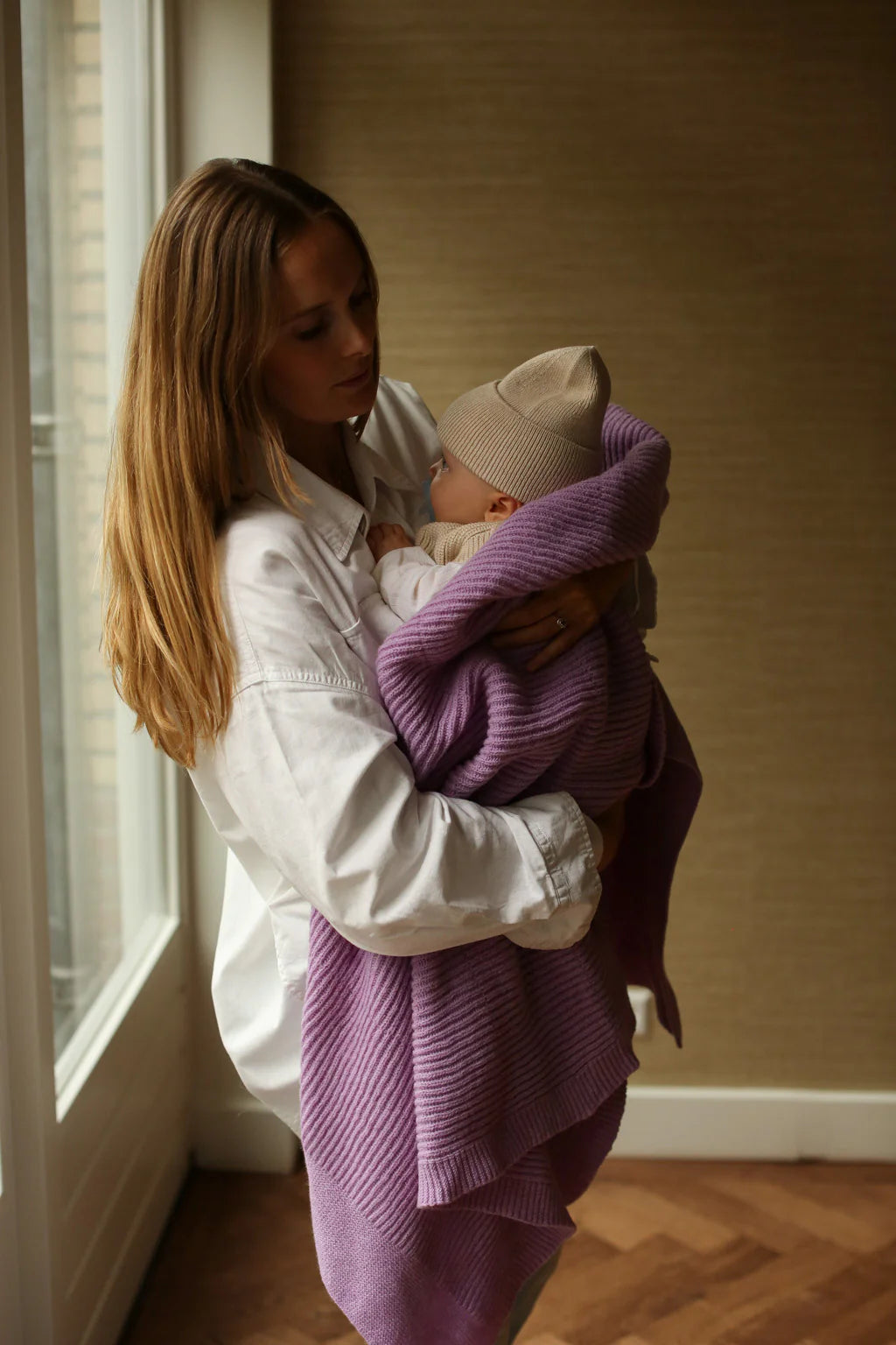 Hvid blanket Gaston lavender (100 X 140 CM)