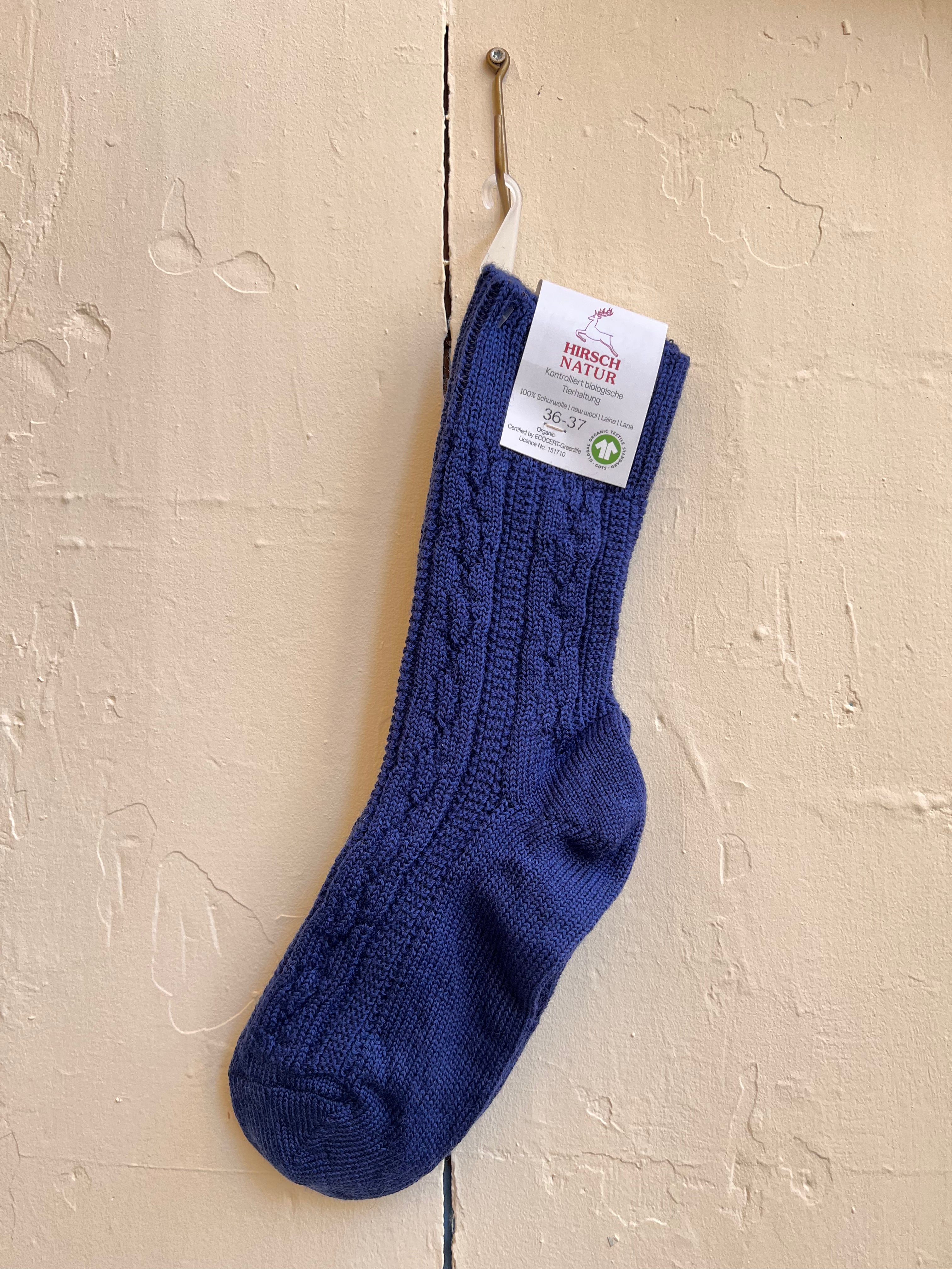 Hirsch natur wollen sok kabel kobalt blauw