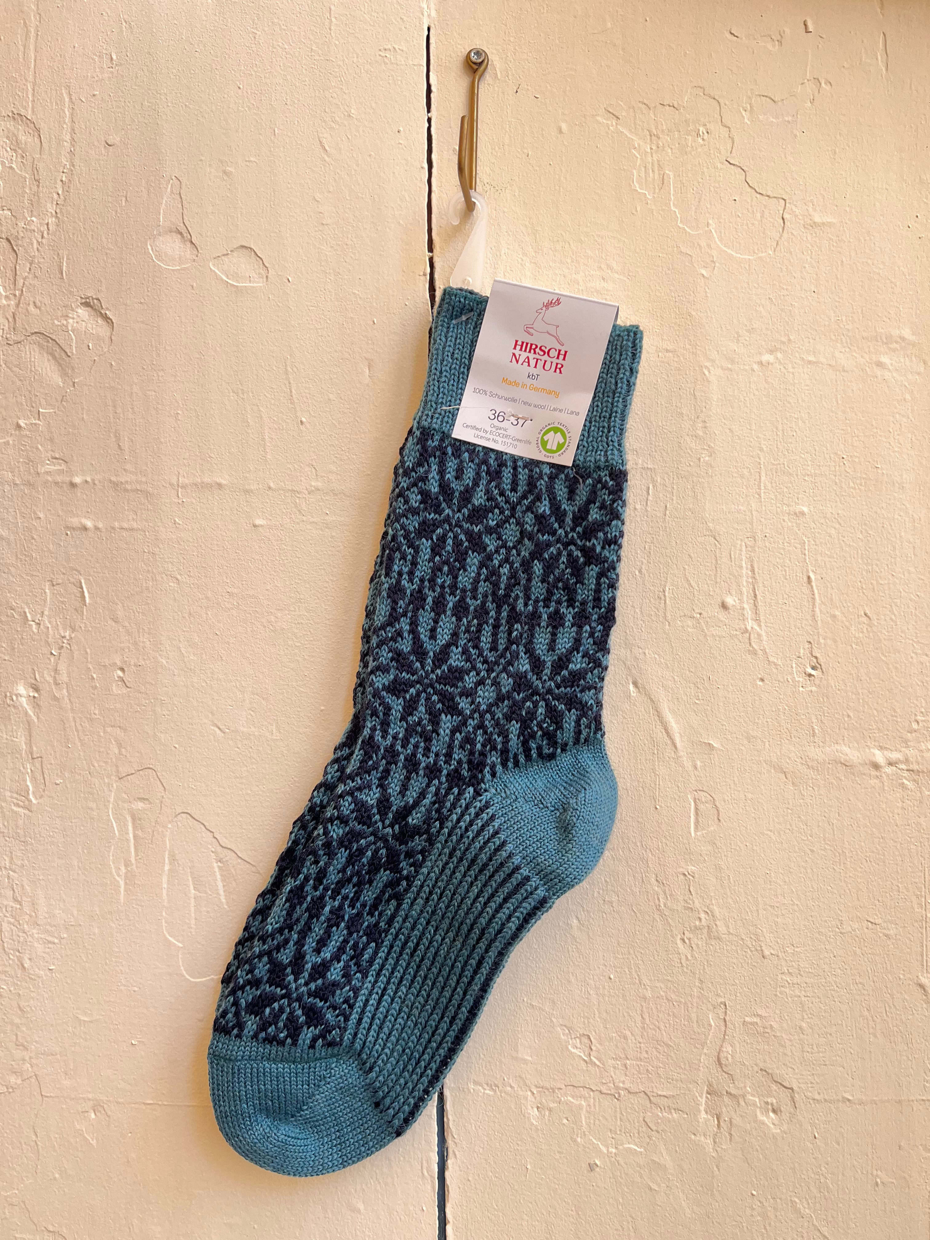 Hirsch natur wollen sok ster turquoise blauw