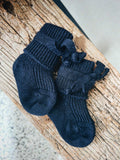 Hirsch natur wollen baby strik sokje navy