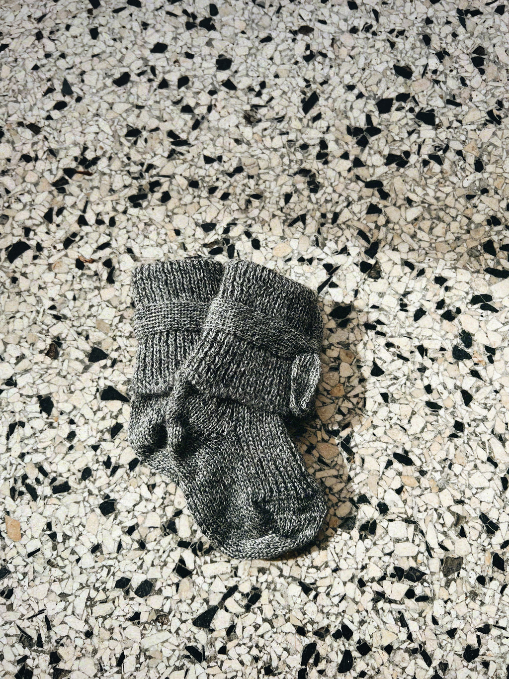 Hirsch natur wollen baby strik sokje grijs