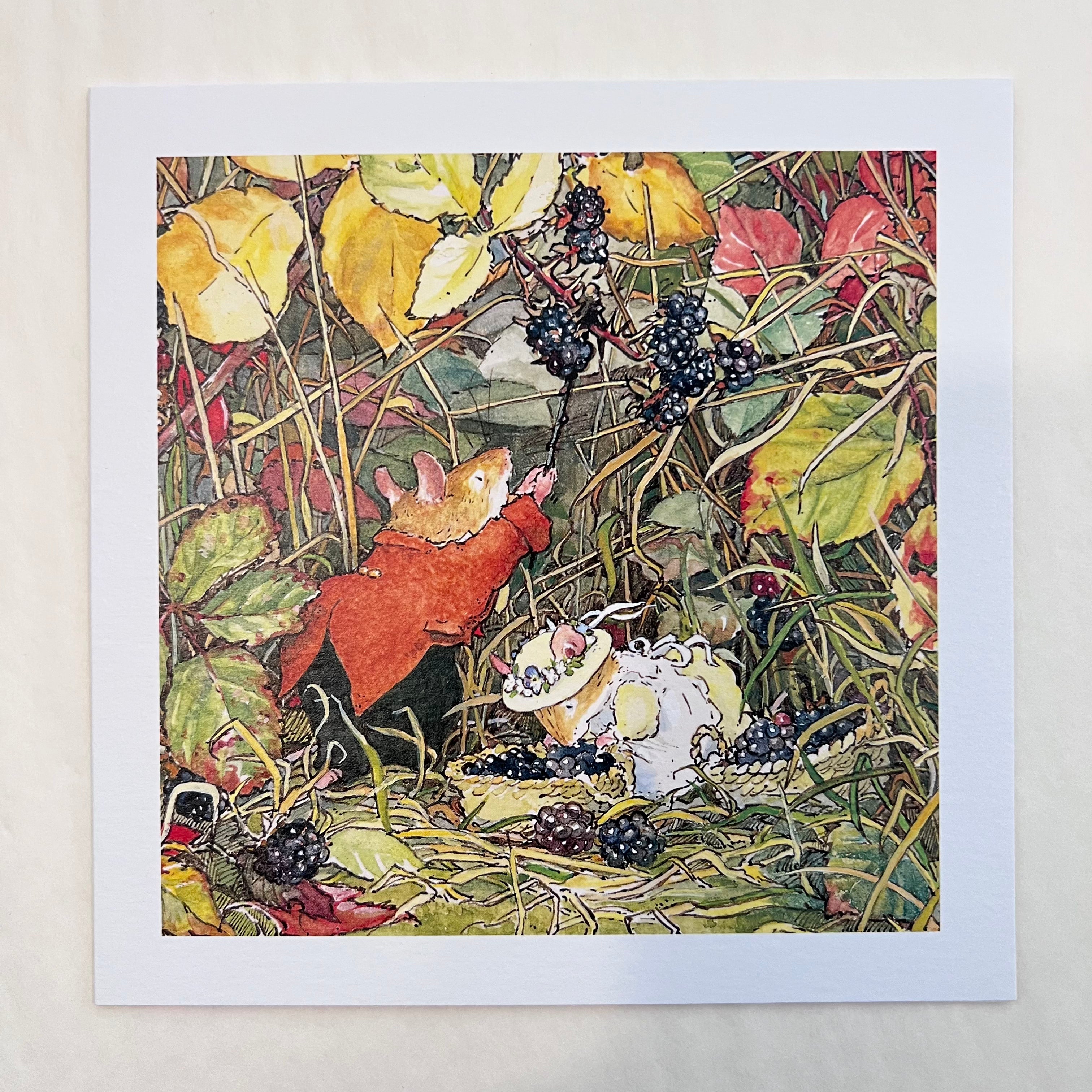 Wenskaart Brambly Hedge Blackberry Picking