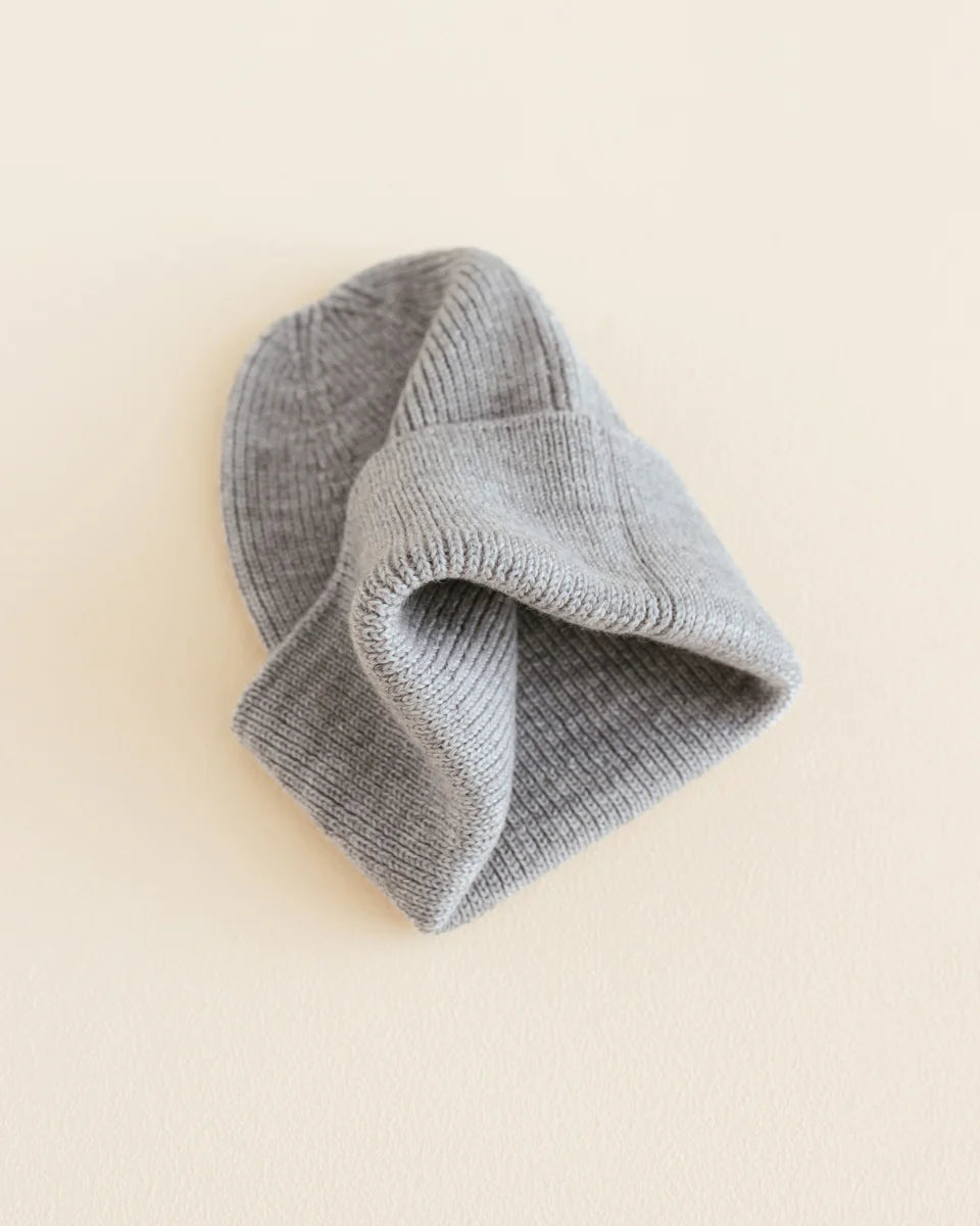 Hvid Beanie Fonzie NEWBORN Grey Melange